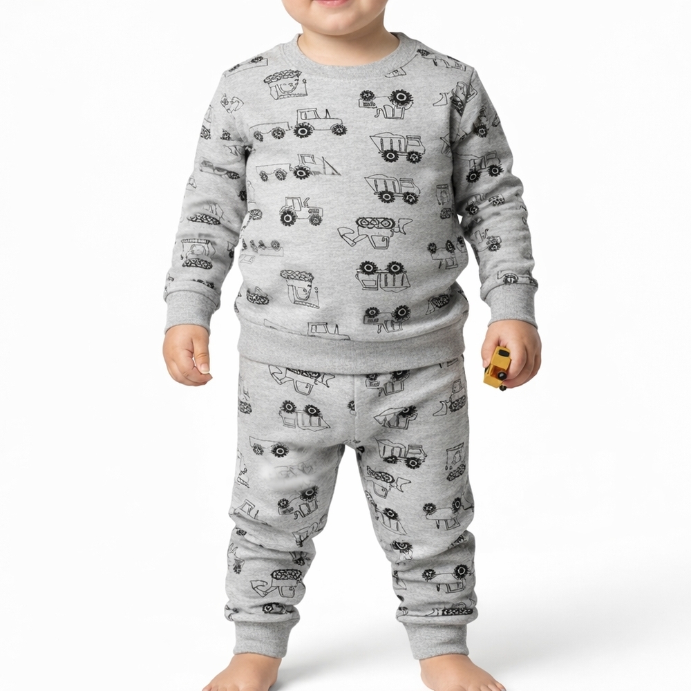 Koala Kids 2-Piece Gray Construction Sweatsuit Set‎ – Size 3T